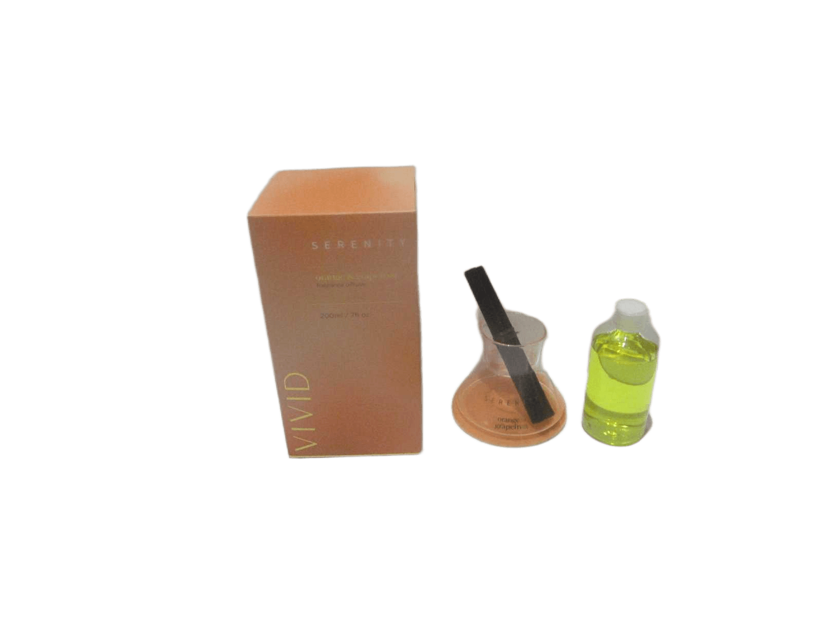 Diffuser Fragrance Orange & Grapefruit Serenity Fragrance - 200ml Fragrance In Tempered Machine Made Glass Jar And 2 Black Cotton Sticks D1xh15cm - Packaging In Coloured Card Board Box 400g Orange