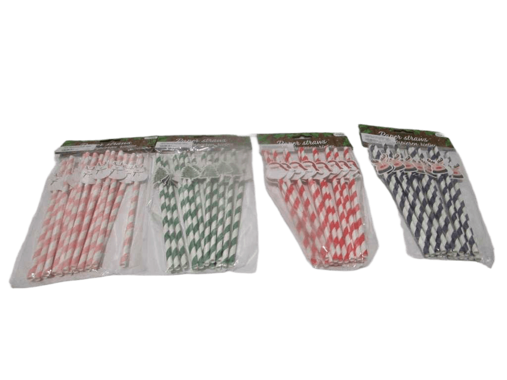 Drinking Straw Paper 4ass Xmas