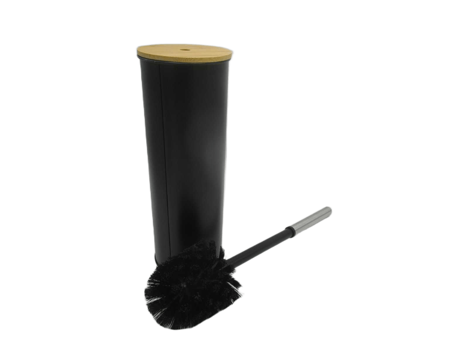 Toilet Brush Metal Bamboo Lid - Black