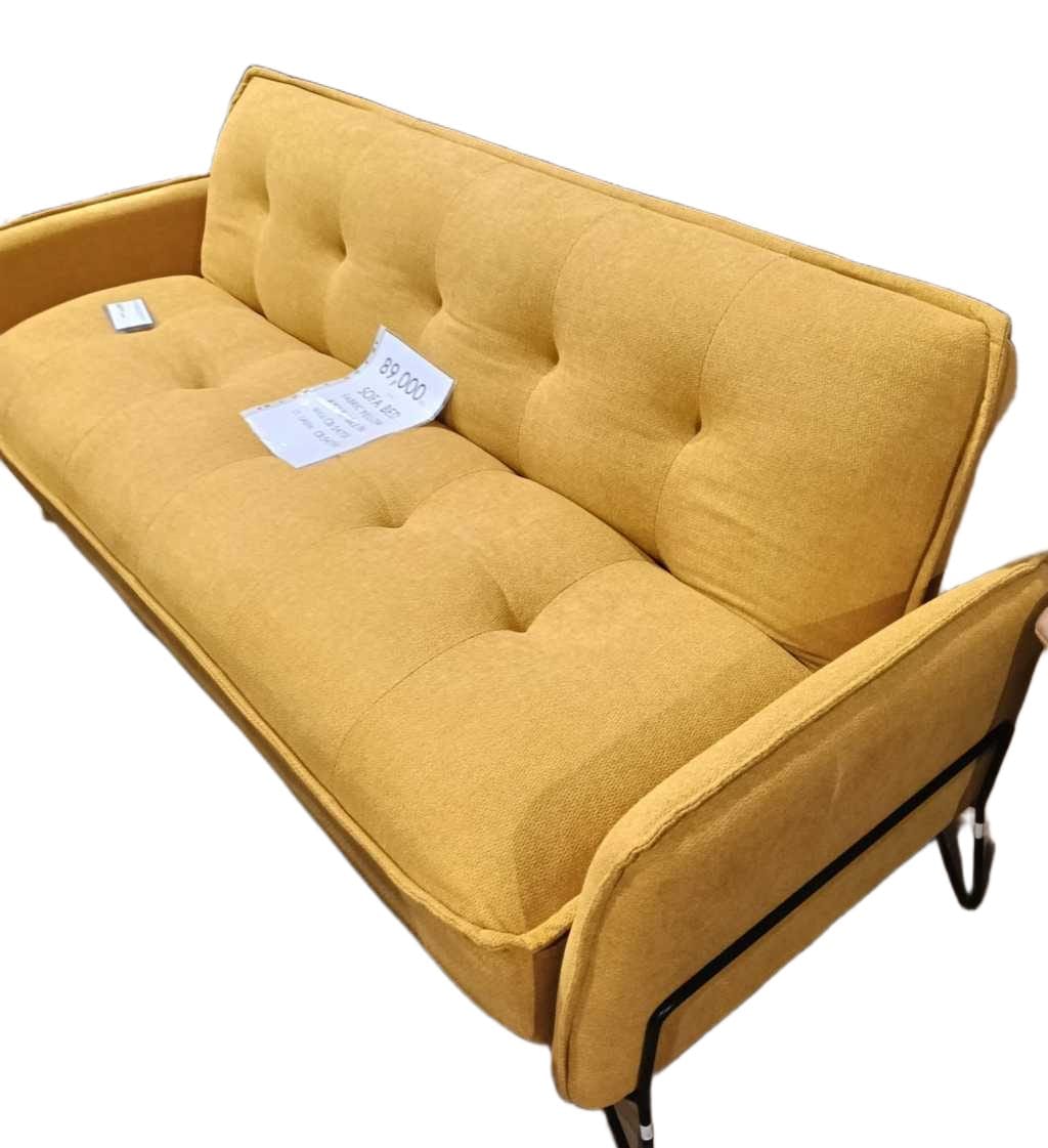 Sofa Bed 3 Seater Bl1585 Zr259-7 Yellow Foam+fabric+metal Leg Sofa:206*86*84 Sofa Bed: 180*117*46