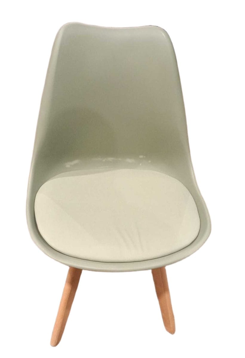 Dining Chair With Pu Cushion Lt Green Pp+pu+beach Wood 48x52x82 Cm