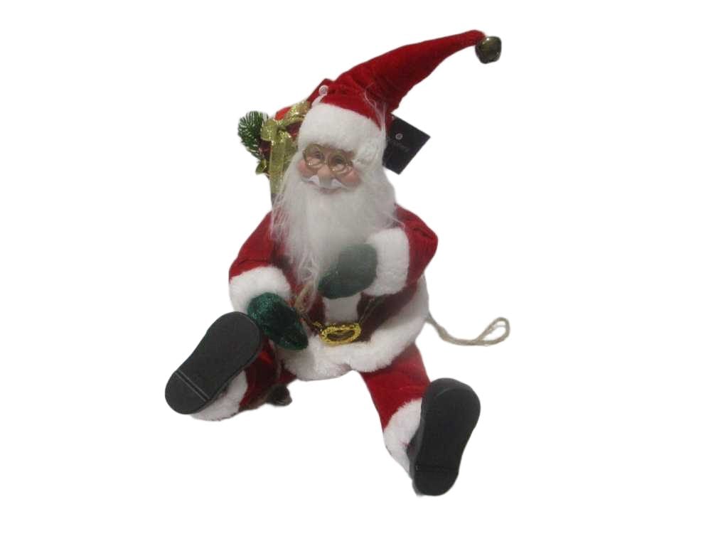 Velvet Santa On His Rope 30cm