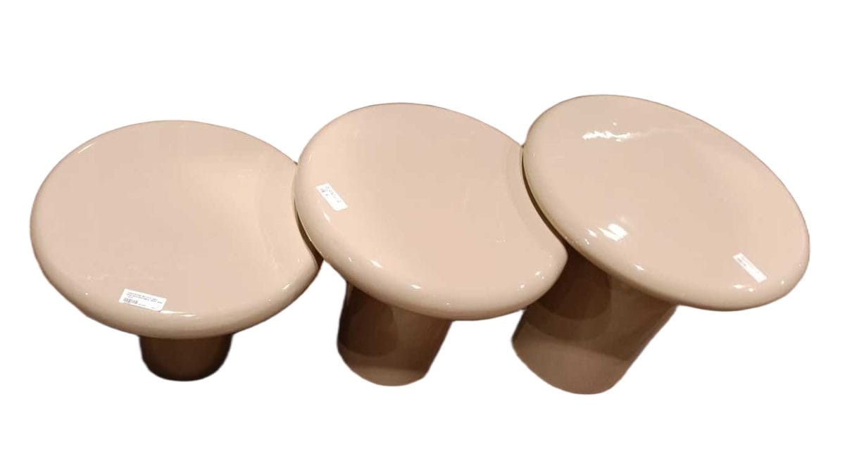 Table Round Set Of 3 100% Iron Beig