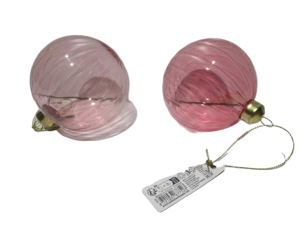 Ball Xmas Glass 8cm 2ass Pink