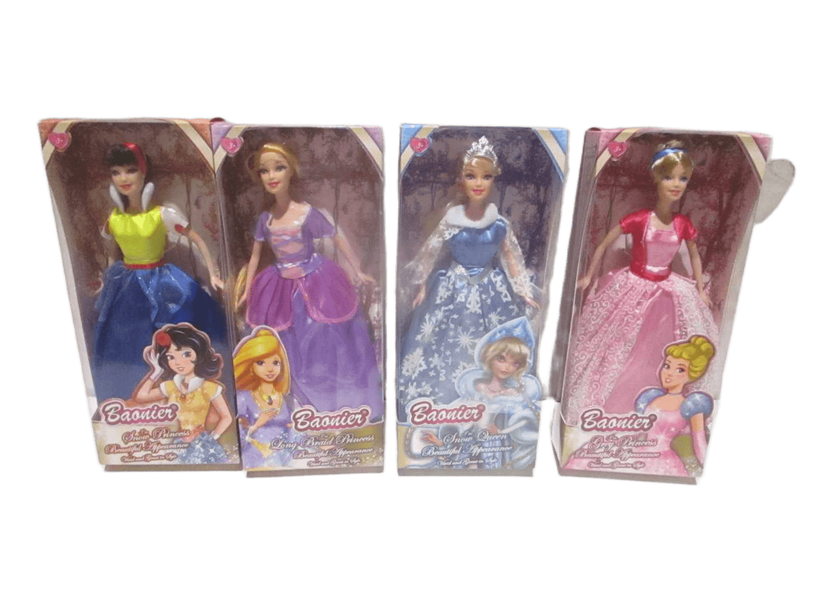 Princess Doll Plastic 4 Clrs Ass Packing:window Box Pink Blue Purple Yellow 14*6*33