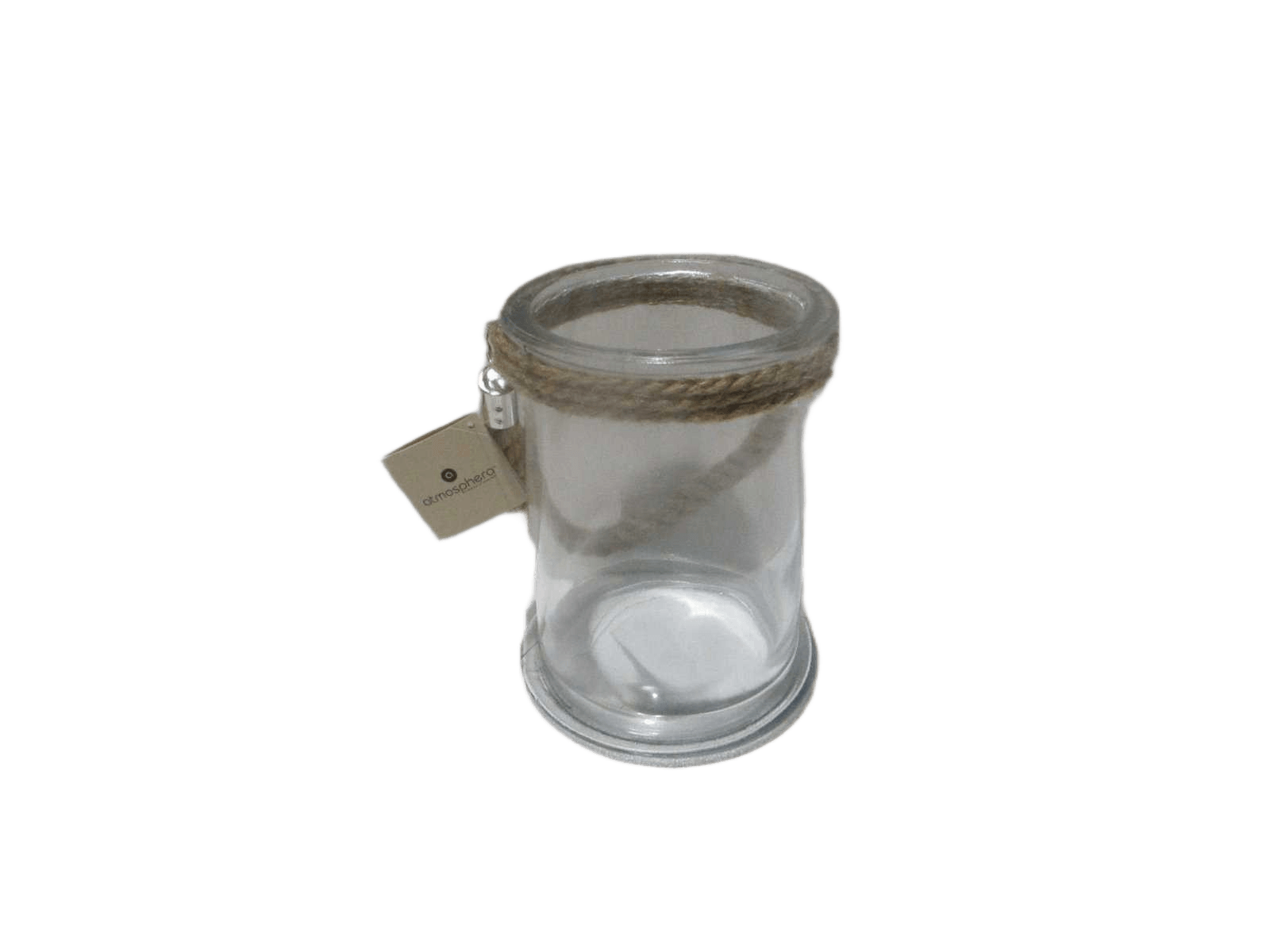 Glass Candle Hold+rope H17