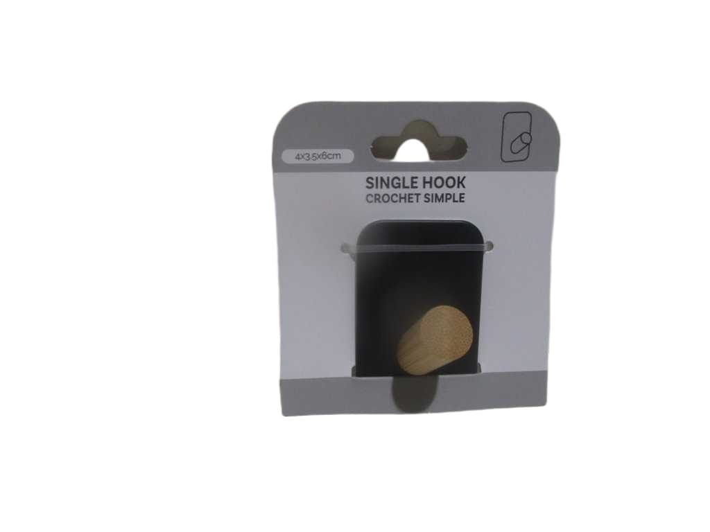 Single Hook Black Iron+bamboo 4x3.5x6 Cm