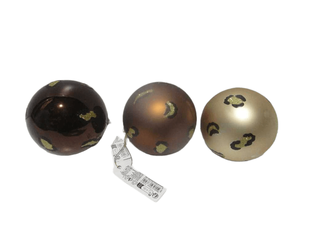 Ball Xmas Leopard Glass 80mm