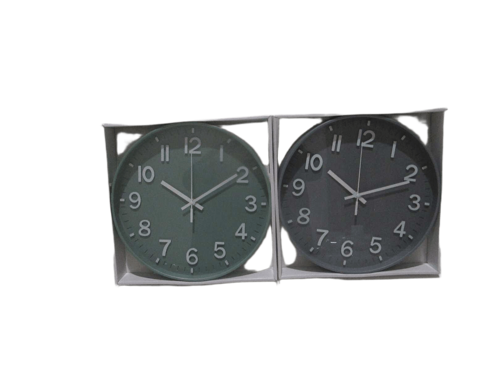 Clock-570g Plastic+glass White Display Box Grey Green Ass 30*30cm