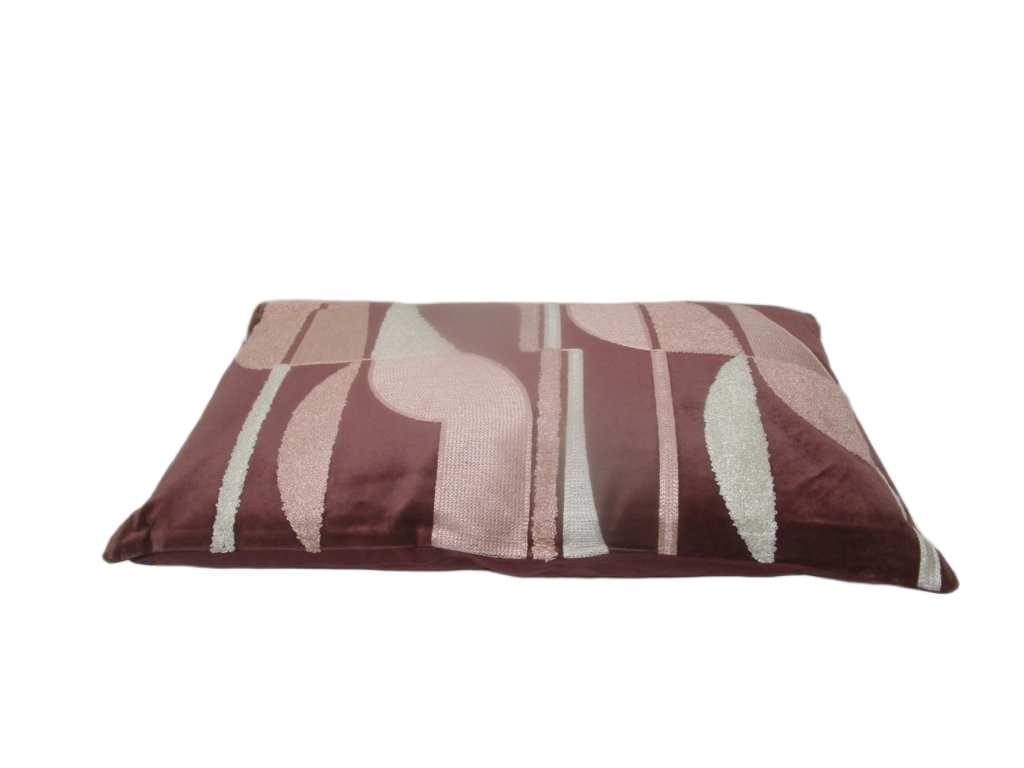 Cushion 30x50cm - Filling 275gsm Vaccum Packed - Front Cotton Velvet And Back Cotton, With Boucle And Chain Stitch Embroidery
