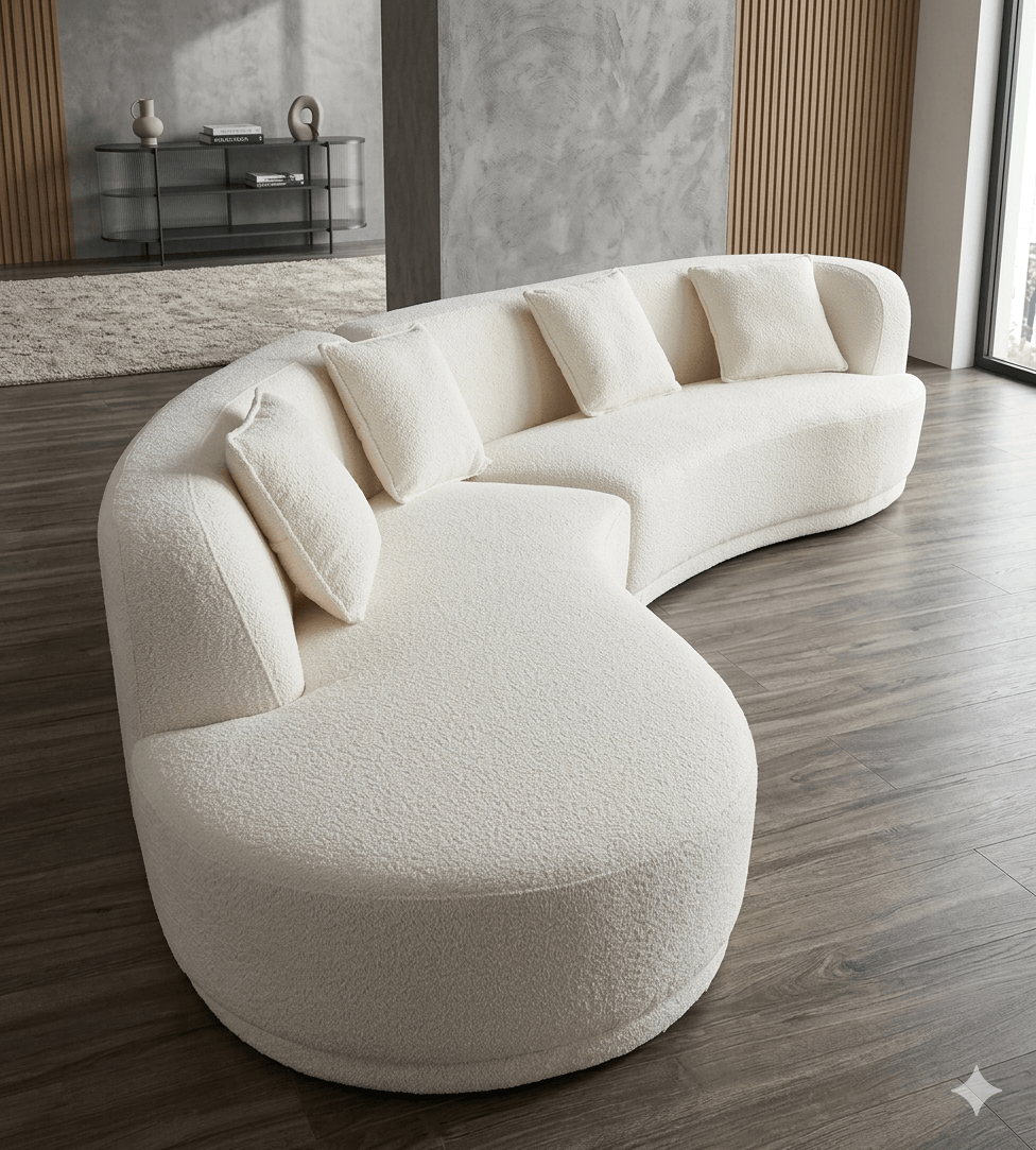 Sofa Banana Fabric+4 Small Pillow E003 Cream