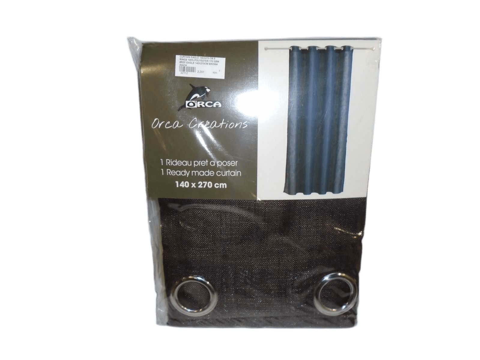 Curtain Eagle 140x270 Cm 8 Rings 100% Polyester 170 Gsm