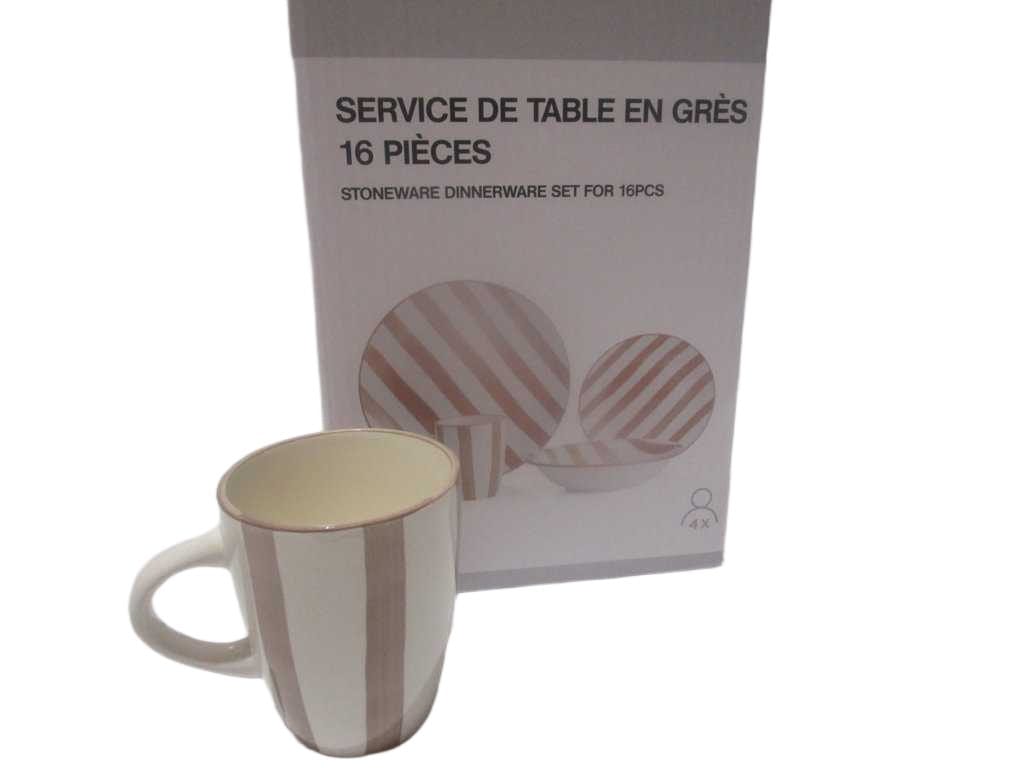 Stoneware Dinnerware 16pcs/Set Taupe Stoneware 10.5" Plates 7.5" Plates 5.5" Bowls 350ml Mugs