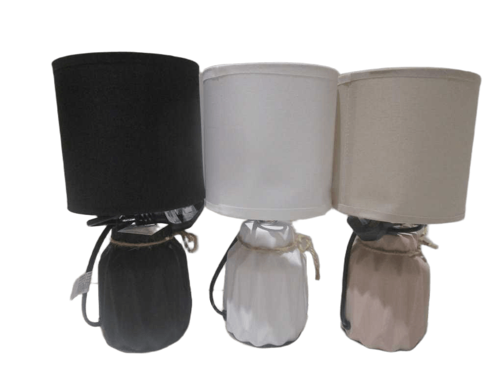 Table Lamp Ceramic Base Tc Fabric Shade E14 White Box With Sticker Moq:1000pcs White Taupe Black 13x13x28