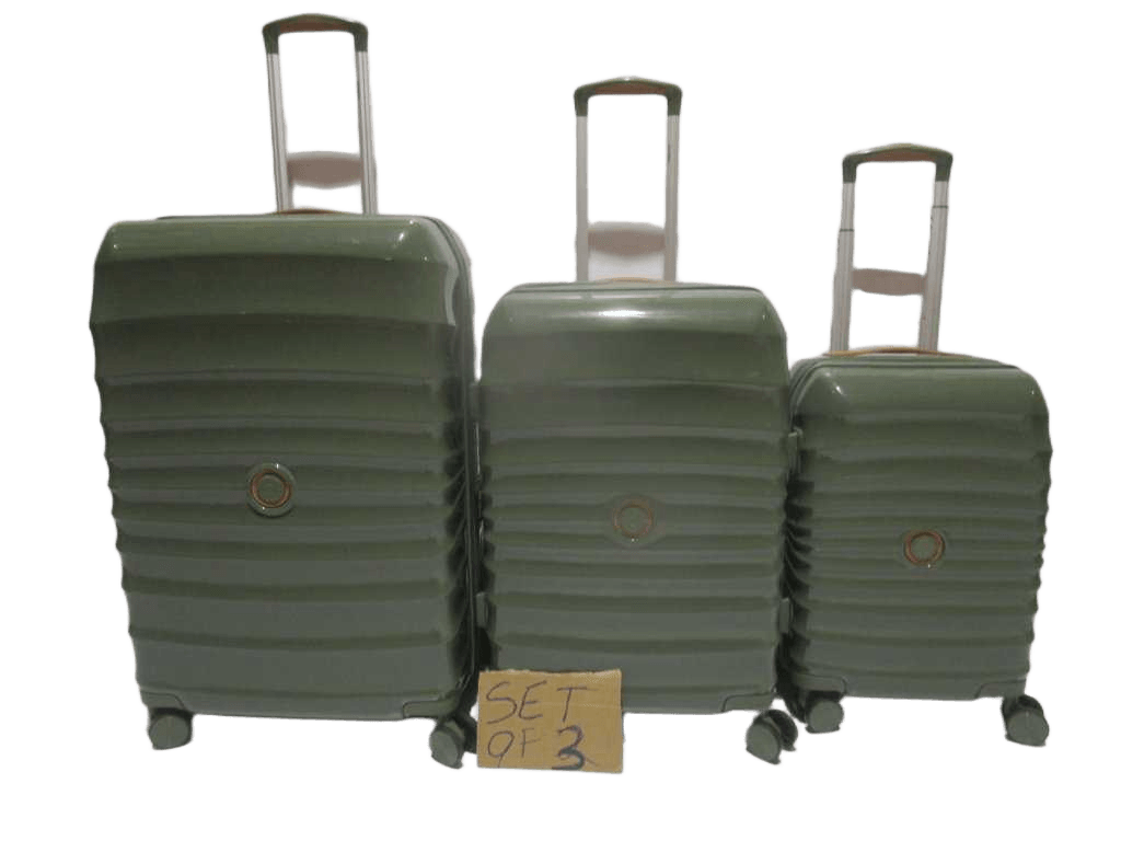 Luggages Set Of 3 Green 100% Pc / Tsa Lock 07 / Double Wheels Silence / Aluminium Handle / Nylon Zip ) Brand Discovery Big : 74x49x31 Cm Medium : 65x44,5x27,5 Cm Small : 54x36,5x23,5 Cm