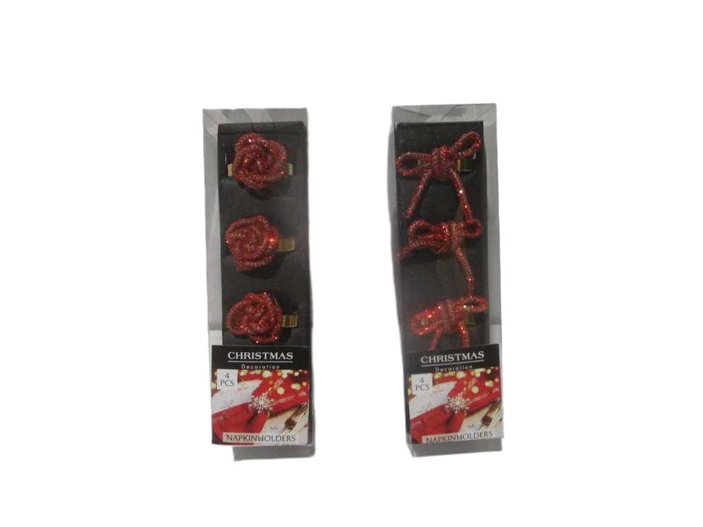 Napkin Ring Set4 Red 2ass D
