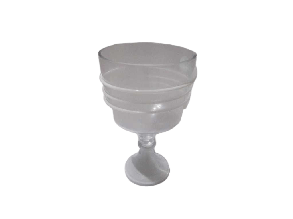 Vase Glass Clear Top W White Embossment, White Bottom Clear And White 19.5*31.5