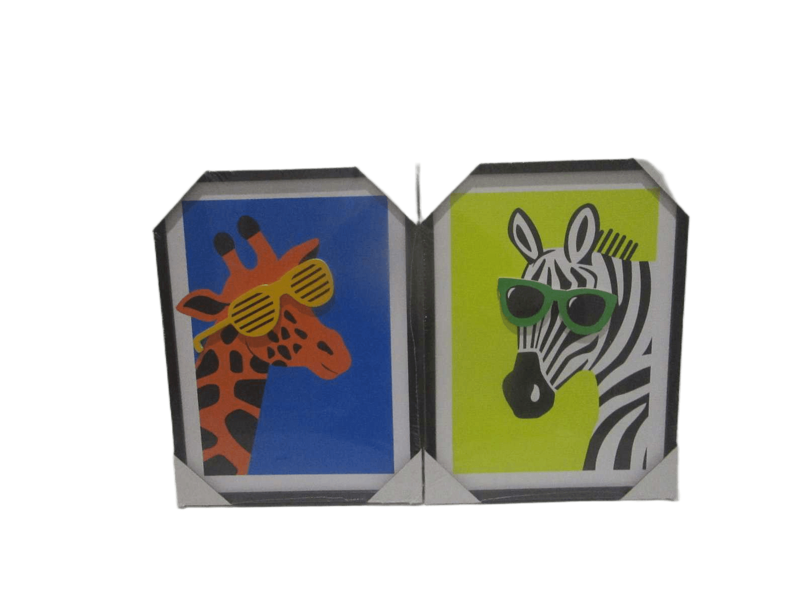 Canvas Printed 2 Assorted Wifh Mdf Back And Plastic Frame Animals