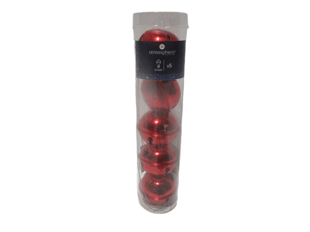 Sn Red Xmas Bells X5 5cm