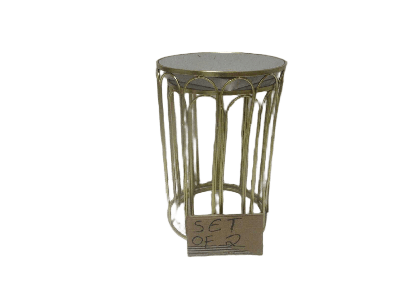 Side Table Set Of 2pcs Top:mirror Frame:metal Gold 38*38*55 33*33*50