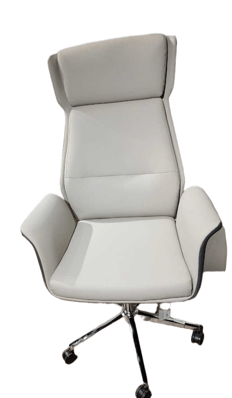 Office Chair Back:dk Grey+face: Lt.grey 270-42+270-36 Pu Leather, Chrome Base 74x121x66