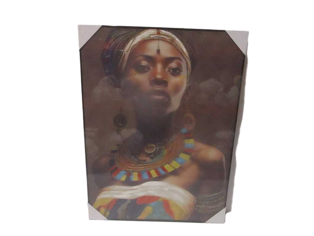 Painting 3d-Handmade African Wooman Ps Frame Black Packing Blister 90x120cm