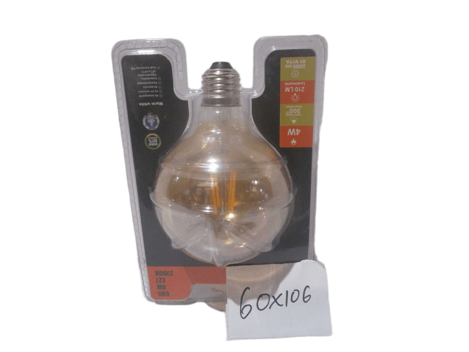 Light Deco Transparent Yellow 10*6cm /4w 220v E27 Eglo Packing