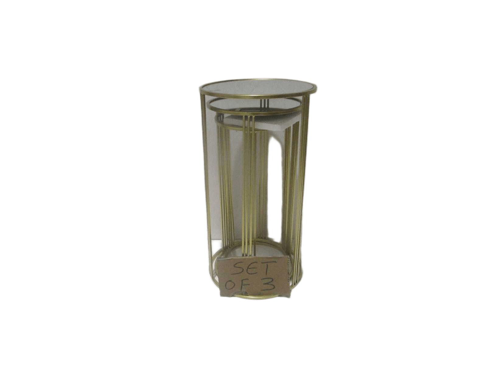 Side Table Set Of 3pcs Top:mirror Frame:metal Gold L:34.93x34.93x66.04cm M:29.85x29.85x60.96cm S:24.77x24.77x55.88cm