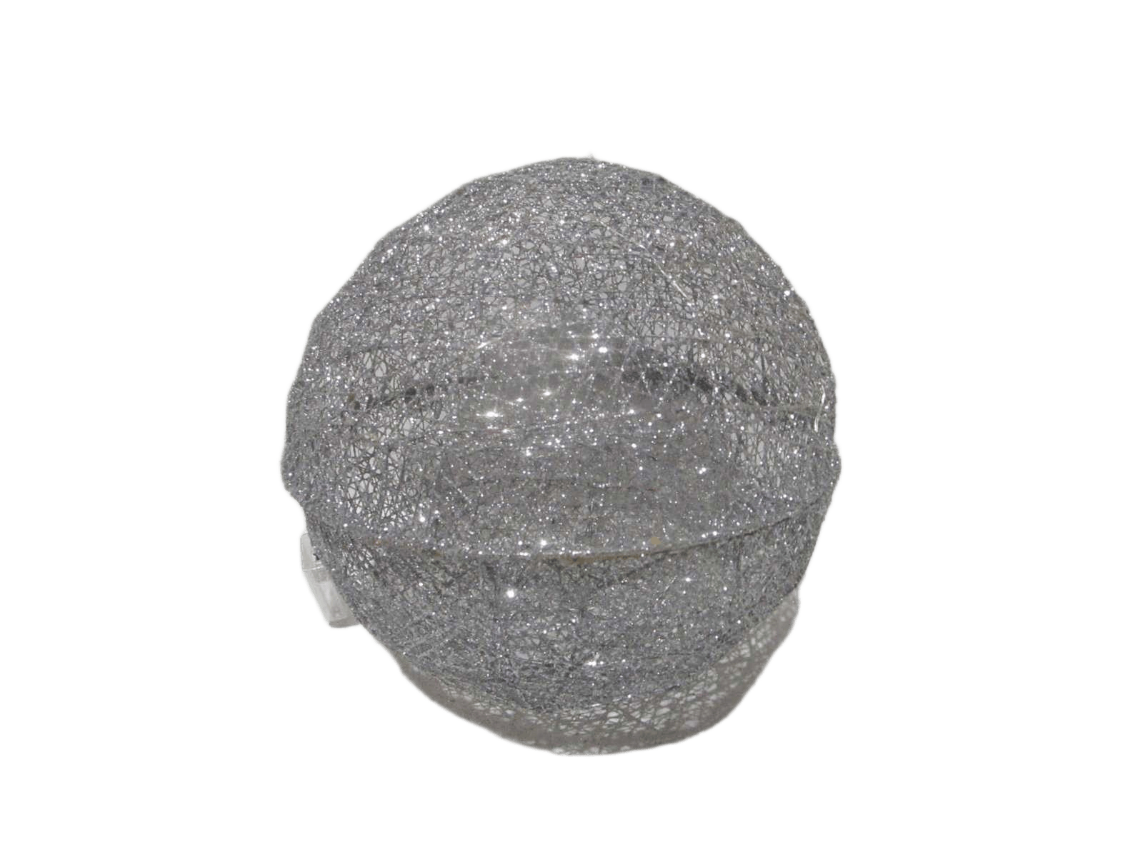 Xmas Metal Ball Deco With Light Battery Opp Bag Silver 35cm