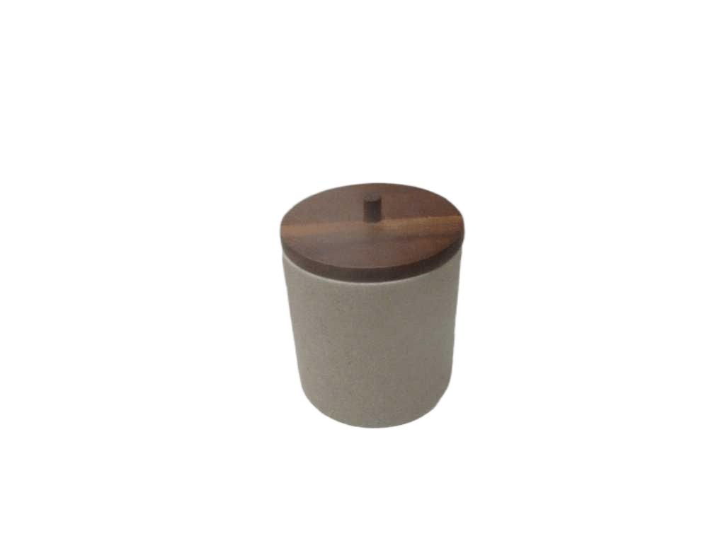 Boite A Coton En Polyresine Couvercle Acacia - Natural/Acacia