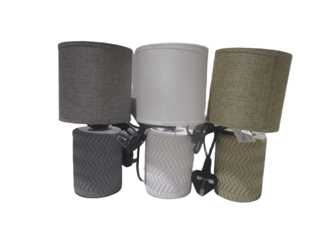 Table Lamp Ceramic Base Linen Shade E14 White Box With Sticker Moq:1000pcs Grey White Kaki Ass 13x13x27