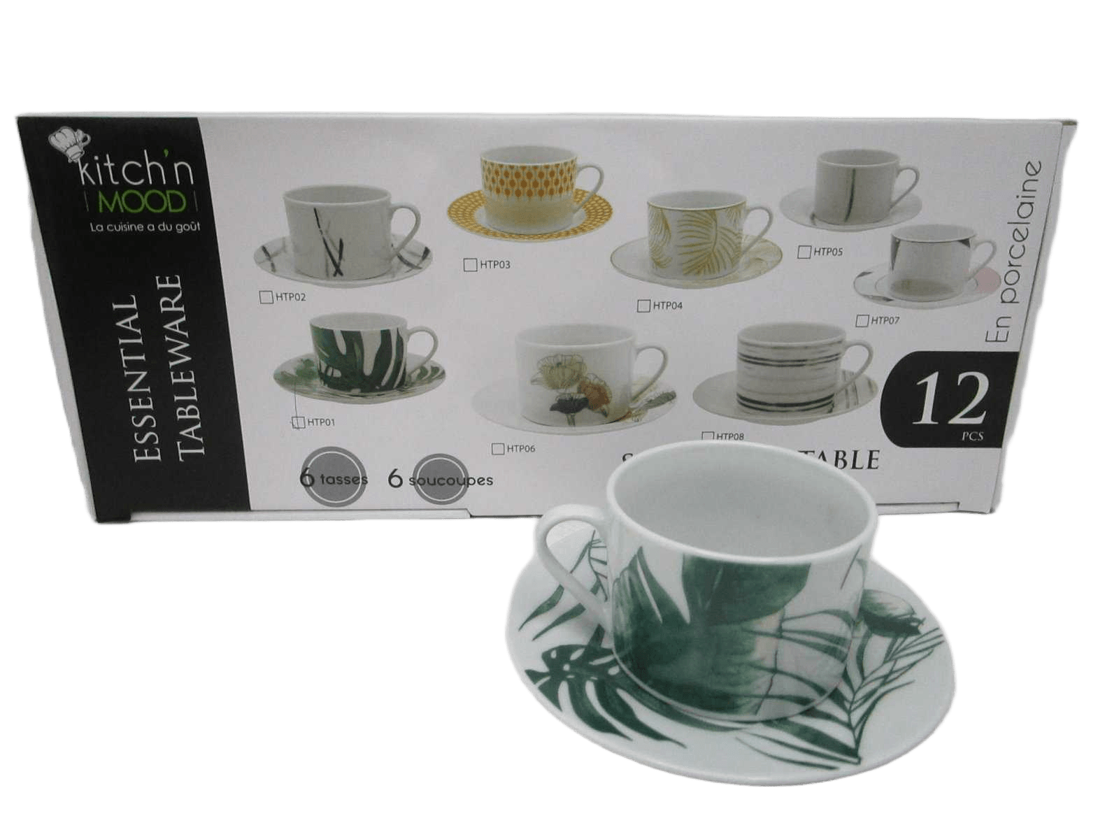 Round Tea Set 6 Cups + 6 Saucers Porcelain200cc Straight Cup&saucer