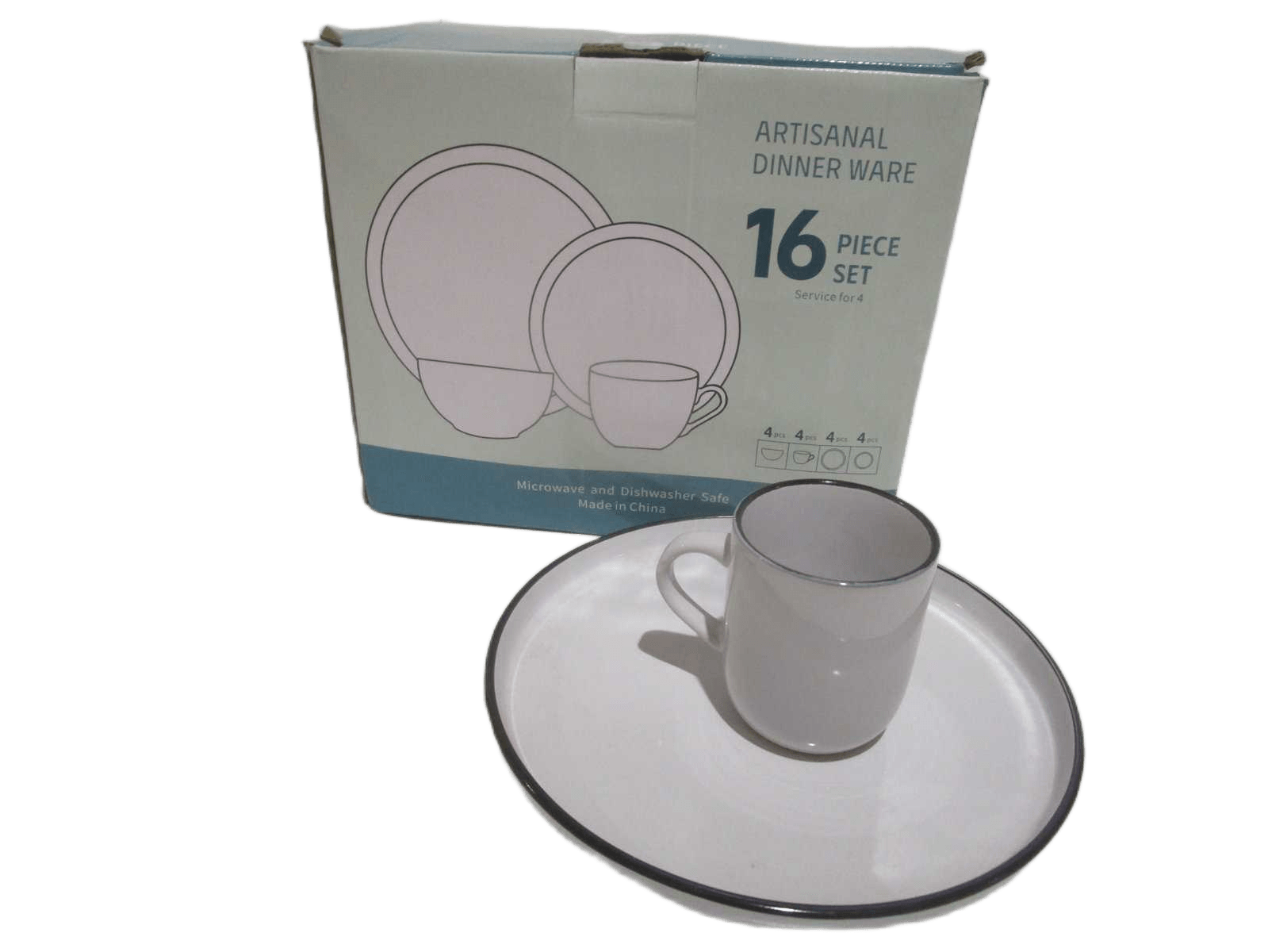 Dinner Set 16pc Matt 10.5'' Platex48''platex45.5''bowlx49*10cmcupx 1color Box White 1cl=