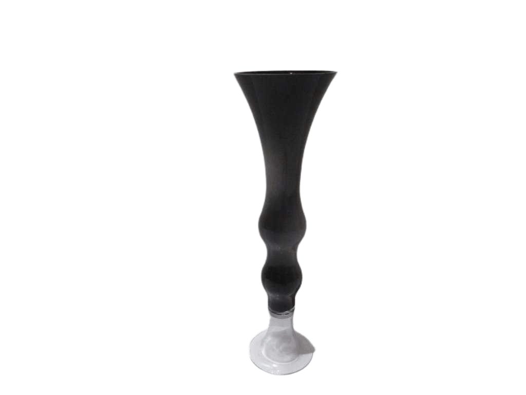 Vase Glass , Long Shape Up Black, Down Clear Clear And Black 17.7*60