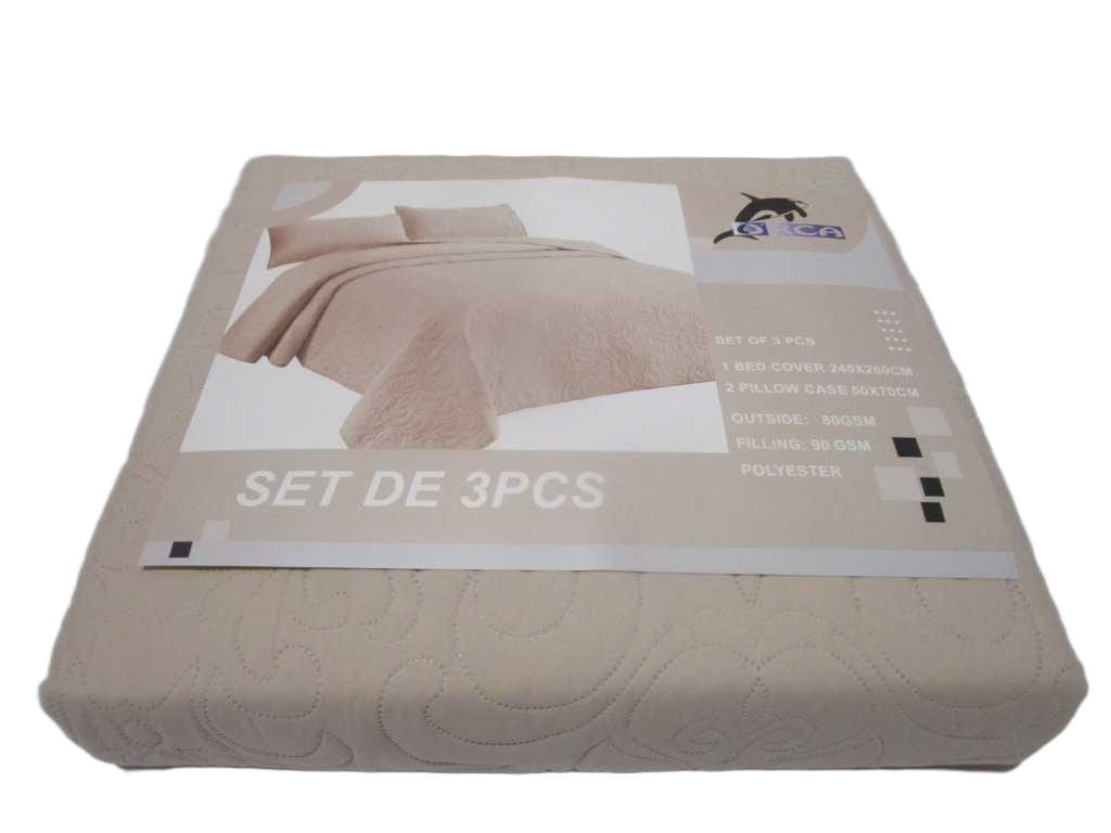 Bed Cover Set Of 3 Pcs 240x260cm 2 Pillow Case 50x70cm Outside:80gsm Filling:90 Gsm Polyester Packing:pvc Bag+colorcard 96 Beige