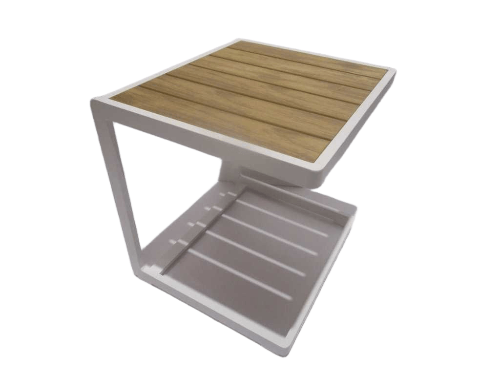 Side Table Alu+ps Top White Frame Wood Oak 45x40x45
