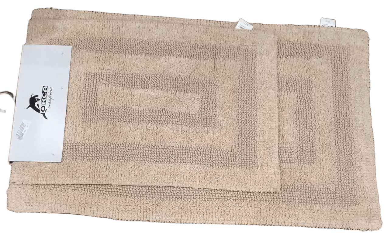 Bath Mat Set Of 2 Double Face 2300 Gsm Cotton Pile Packing With Hanger And Band With Cardboard Band With Logo