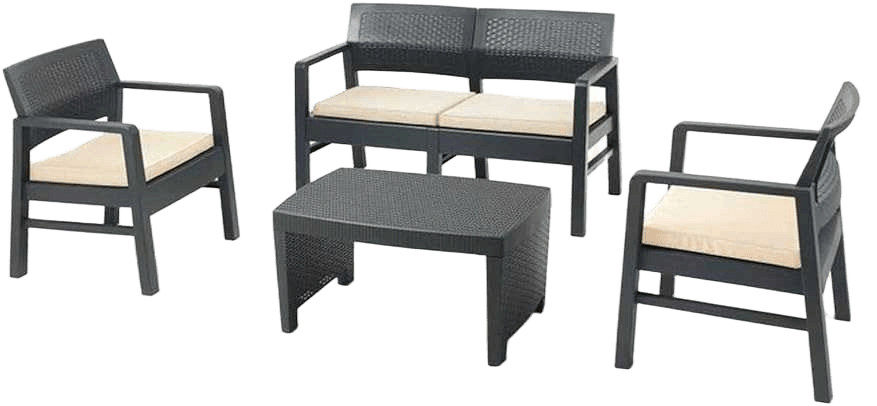 Sofa 2+1+1+ Table Fuji - Set With Cushions: 1 Two-Seater Sofa + 2 Armchairs + 1 Coffee Table