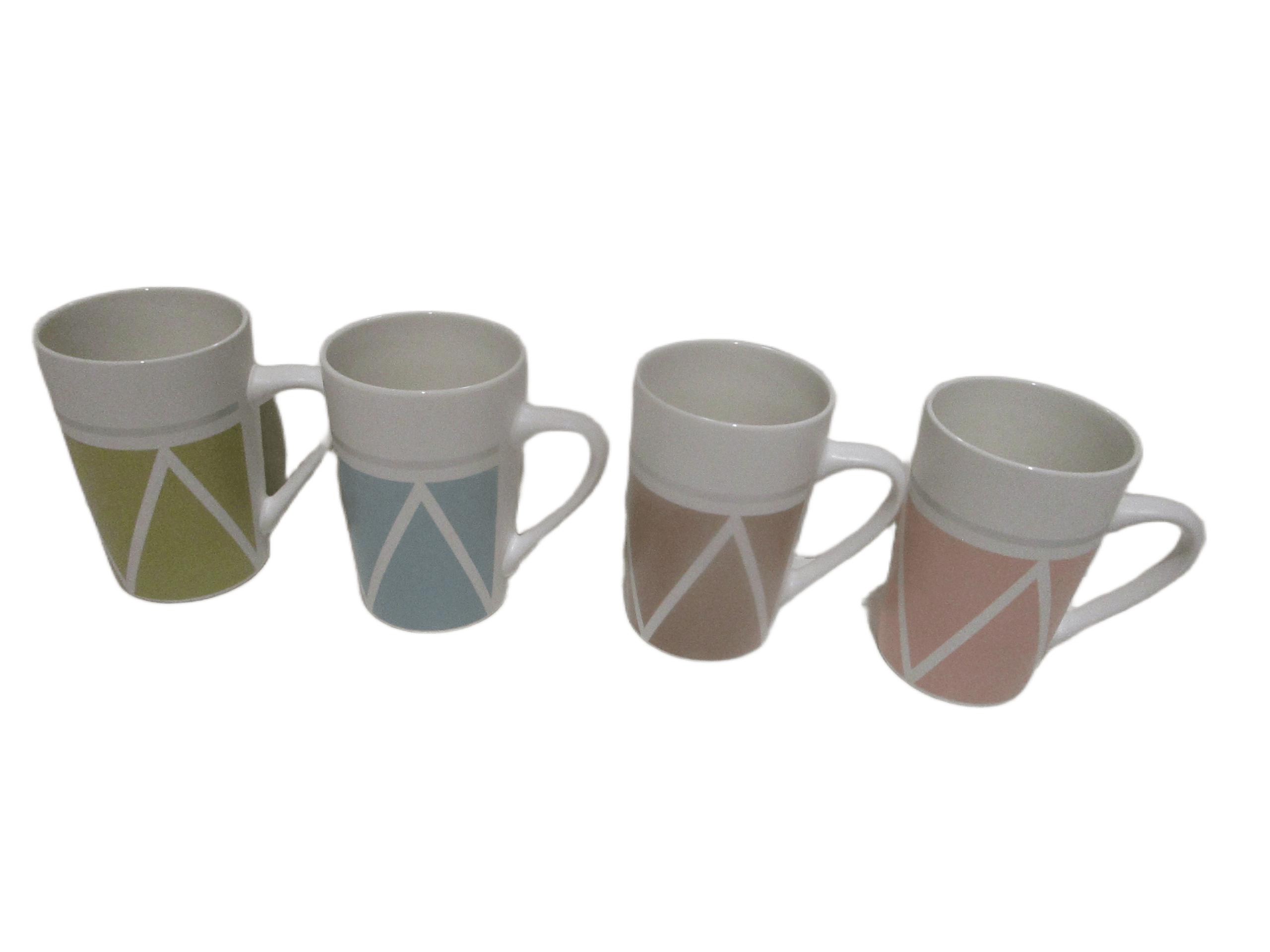 Mug - New Bone China - 4 Design Ass Keep The Color Line On Top Same As Body Color 385 Ml Moka Pink Blue Green