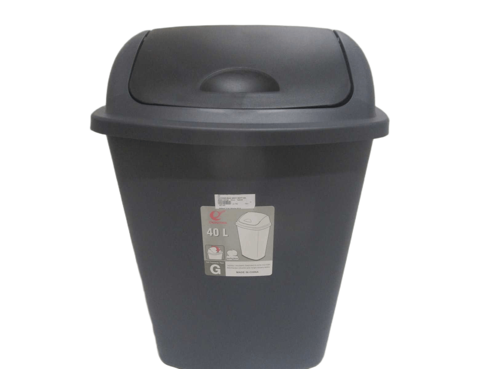 Dustbin Swing Top Trash Box Pp Grey Matt 40l 1cl=