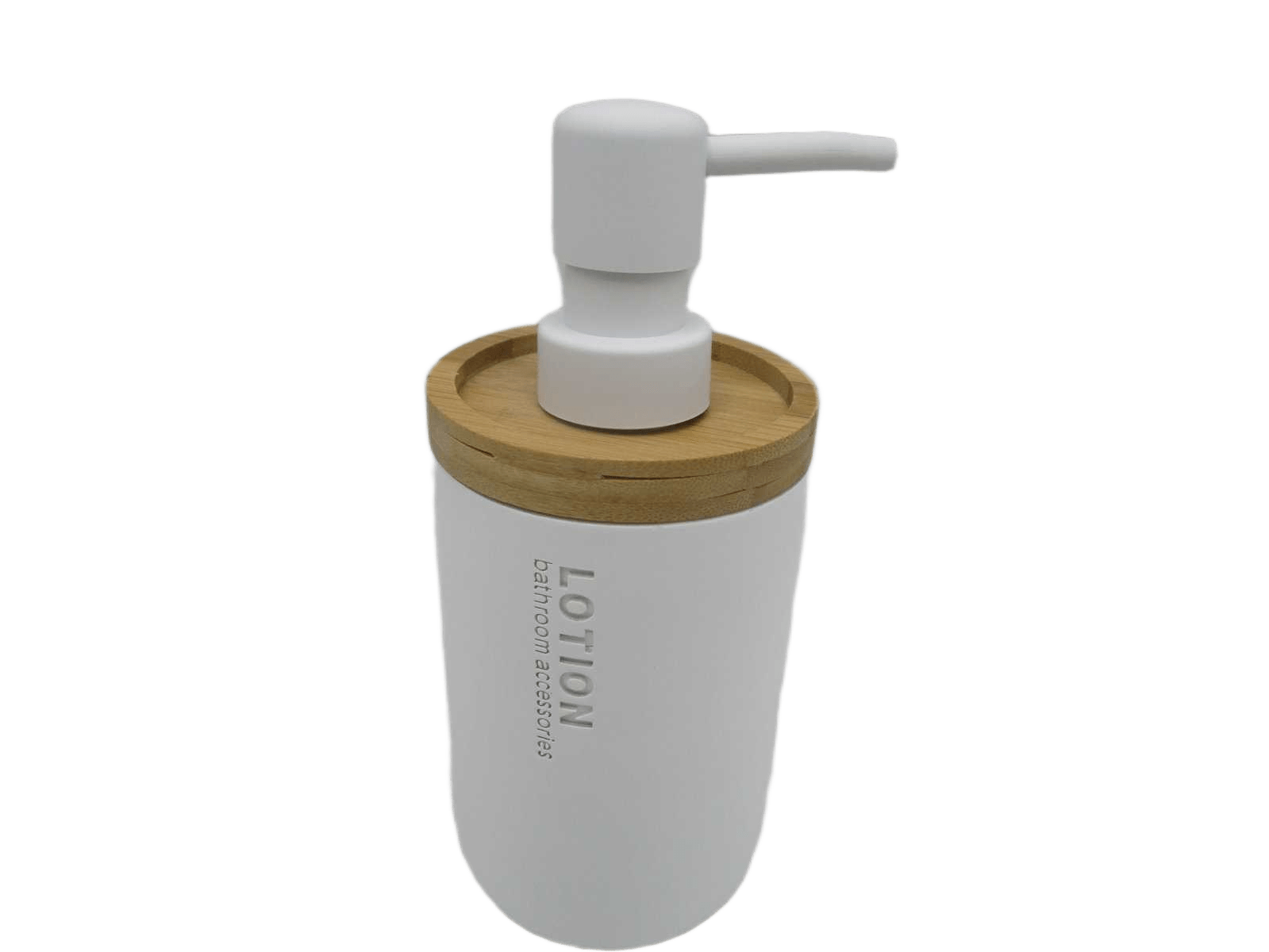 Soap Dispenser Polyresin 280 Ml - White/Bamboo