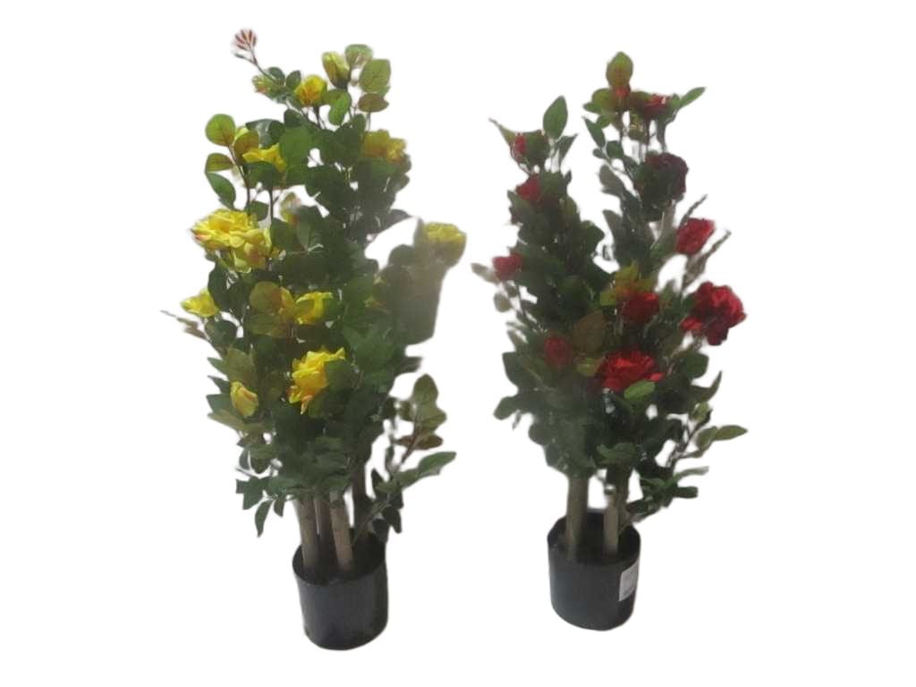 Artificial Plant Rose 4poles, 16flowers Pe Plastic Pot Moq:200pcs 'yellow Red Ass '90cm