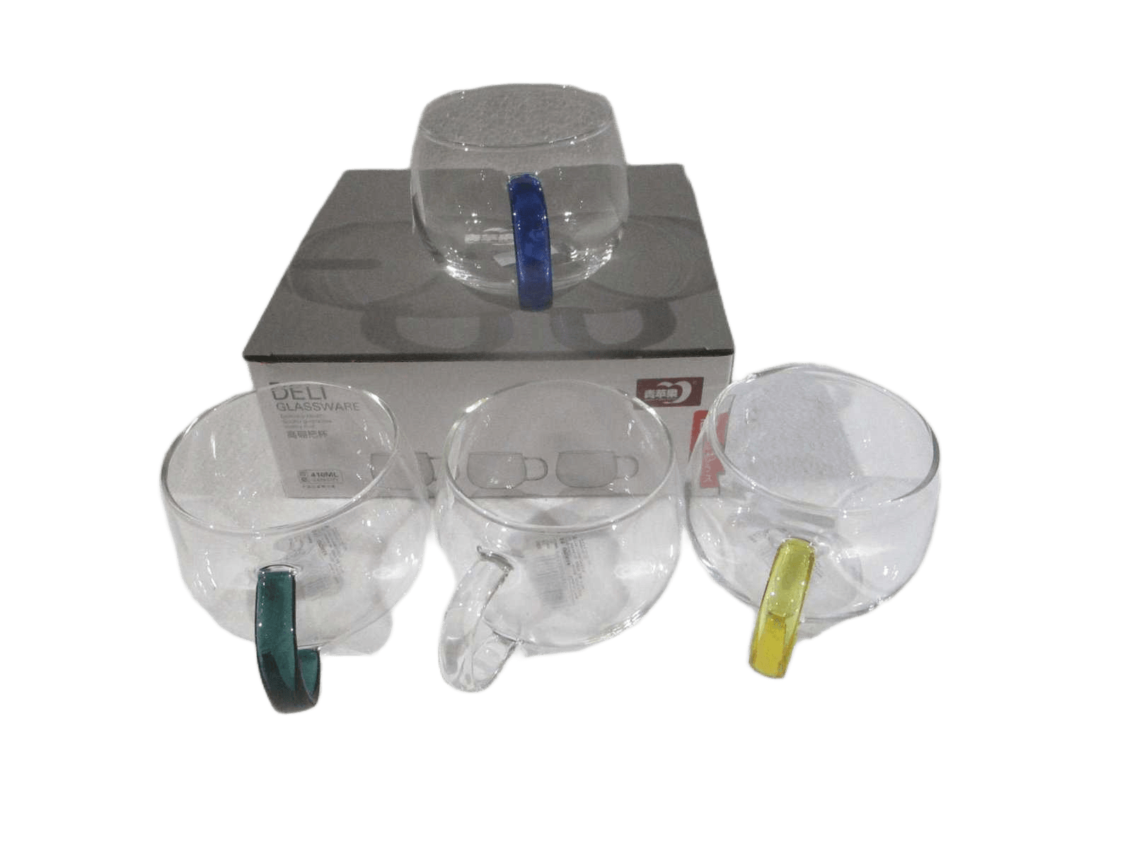 Cupset Of 4pcs Tea Cup Glass 160g Color Boxcolor Handle 4 Color Ass