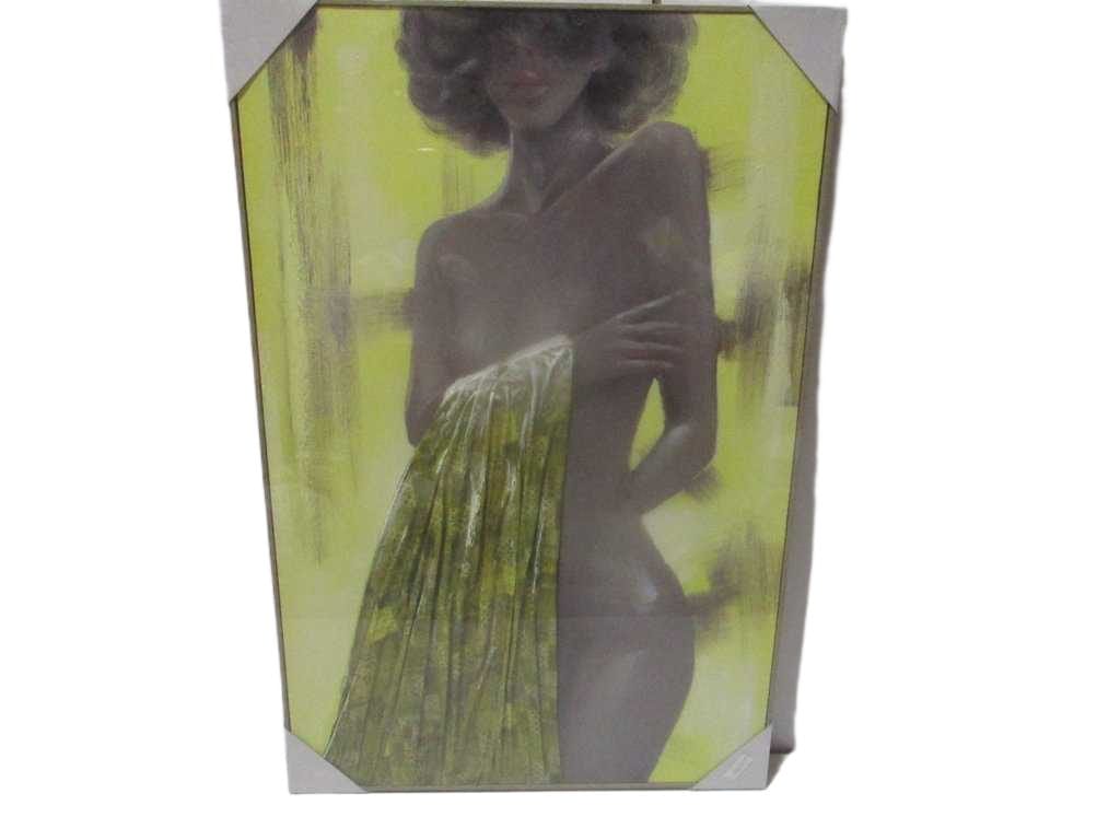 Painting 3d-Handmade Naked Wooman Ps Frame Wengue Packing Blister 80x120cm