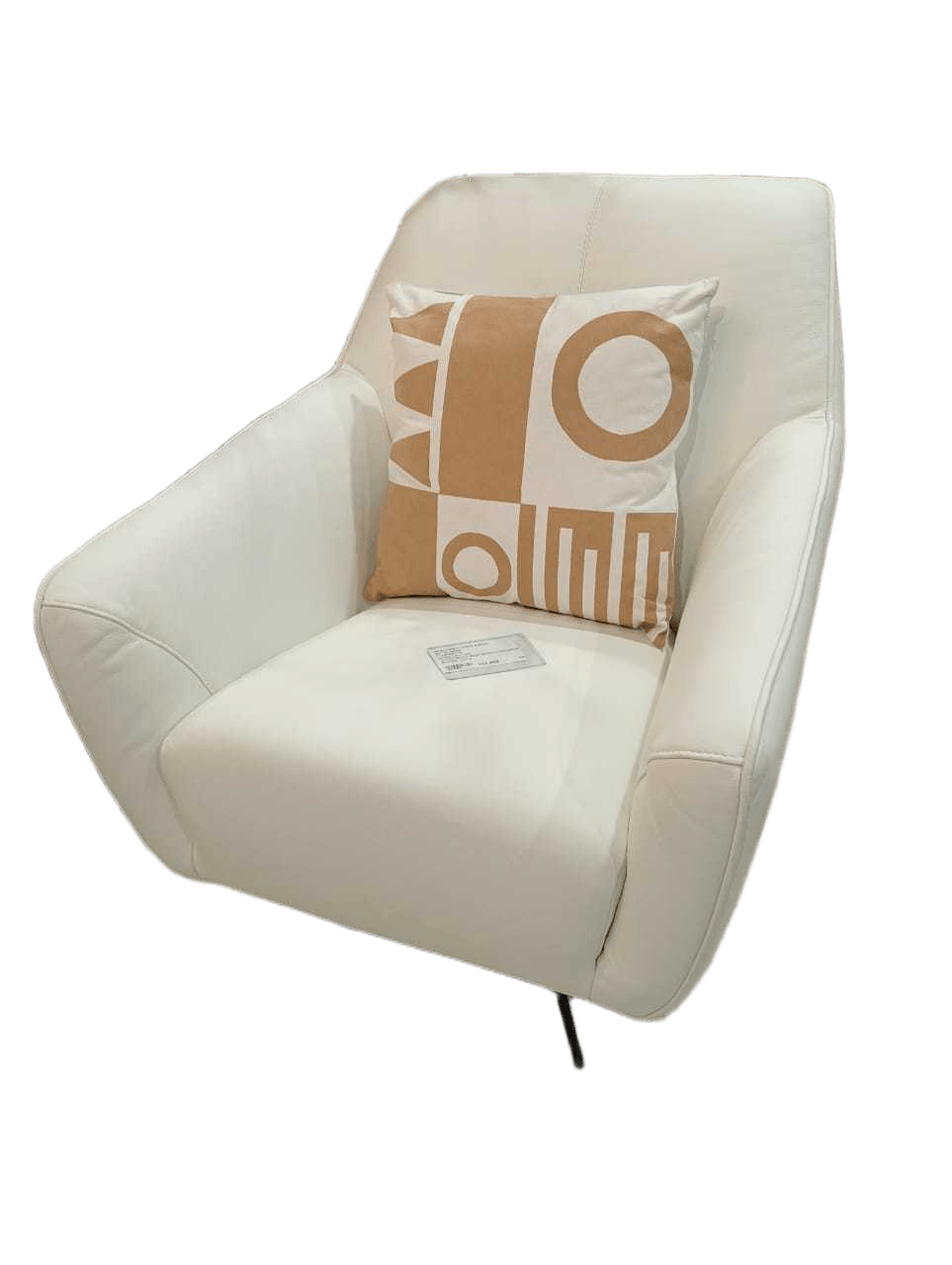 Armchair Flores Swivel Metal Base 77x84x87cm Grain Leather Touch White