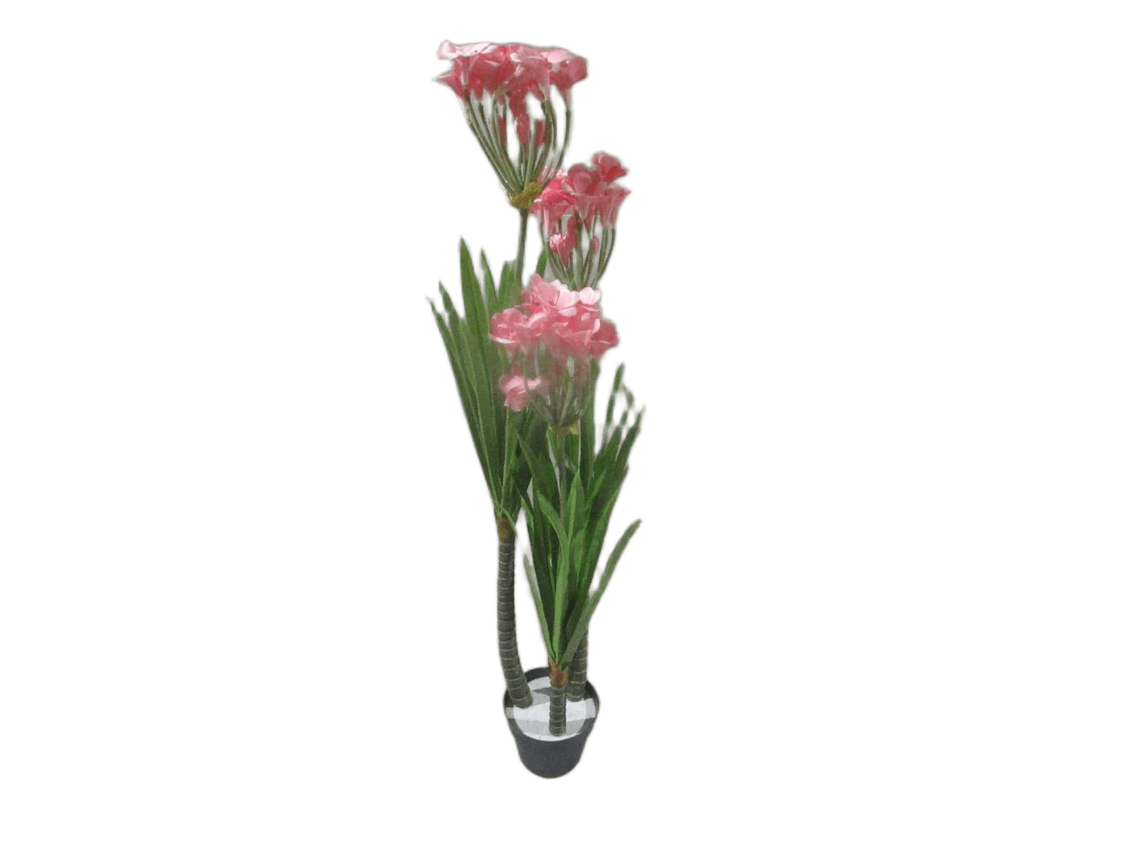 Artificial Plant 1.15m With Flower Pot 3pole 3 Flower Set Fabric Leaves+plastic Branches+steelpink Flower Green Leaves