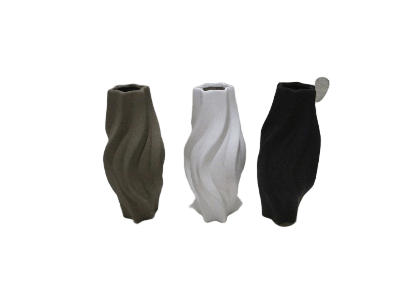 Vase 4ass Col Dans Carton 24pc(Black,white, Gray, Taupe) 30x7.5-13