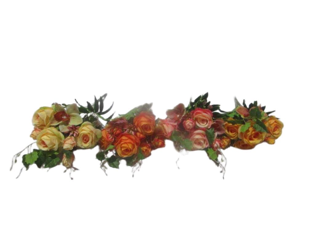 Artificial Rose Bouquet, 10 Heads Fabric '2 Beige 4 Pink 5 Yellow 6 Orange '46cm