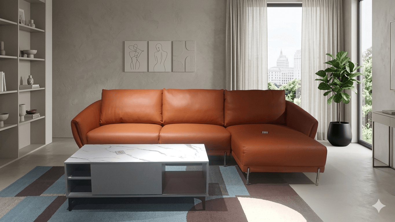Corner Sofa 2 + Chaise Leather Pvc Meerkat T541067 295x159x87