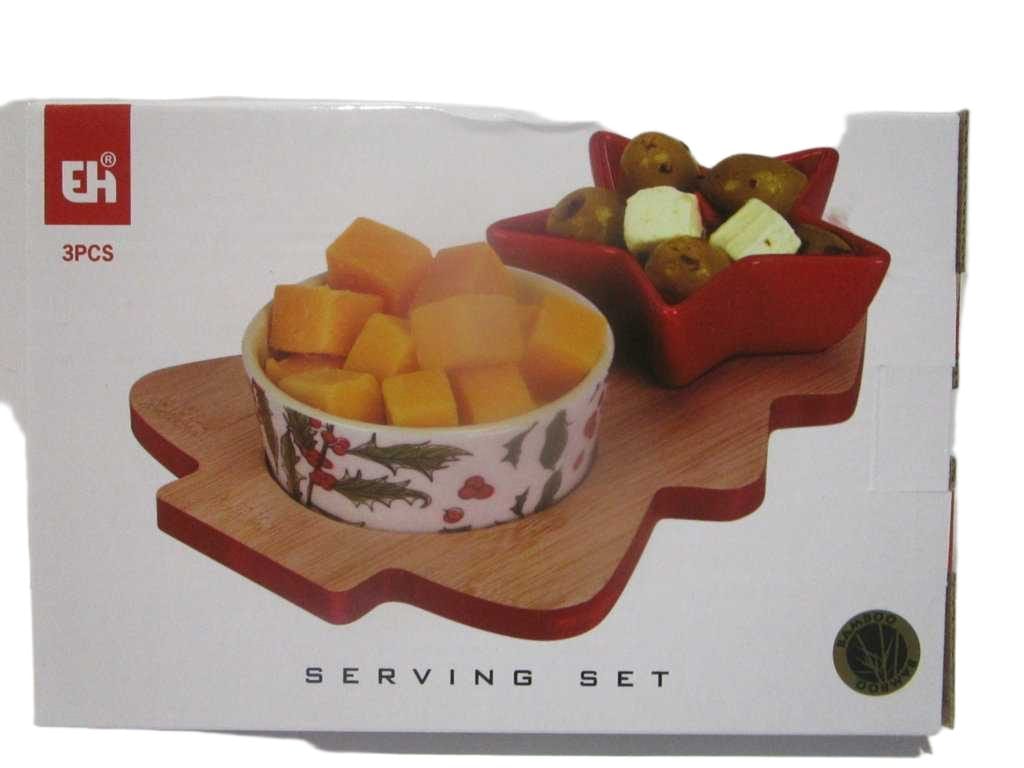 Serving Set/3pcs Bamboo Xmass